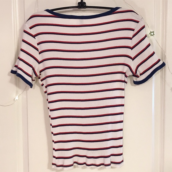 Divided Red Blue and White Ribbed Tee - Picture 2 of 3